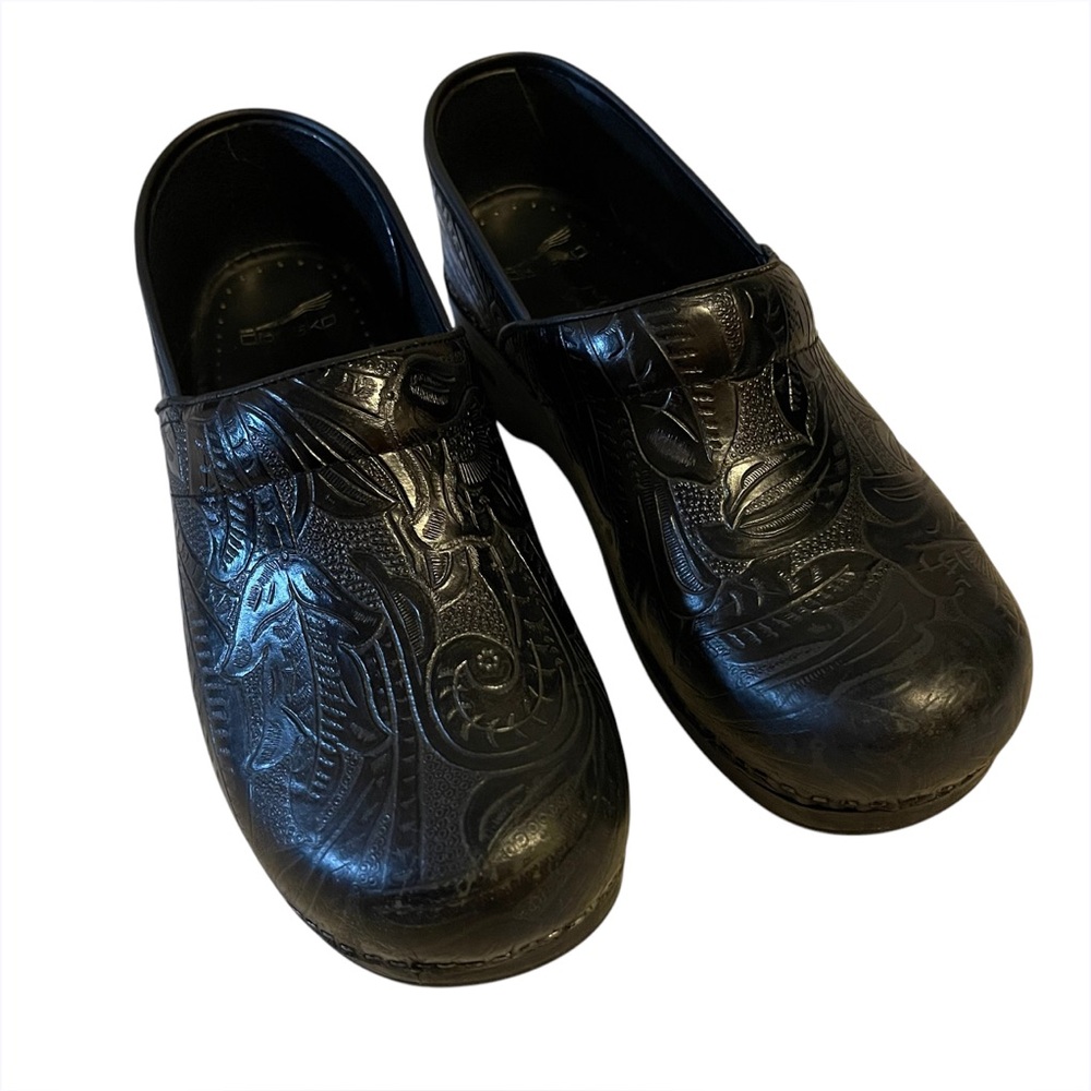 Dansko Women’s Professional Leather Floral Engraved Clogs EU42/US11.5-12